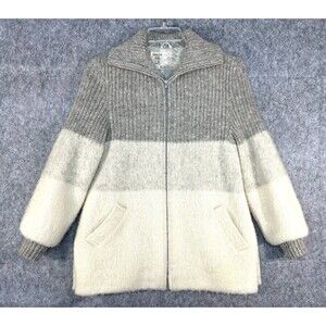 Vintage Hilda Ltd Icelandic Knit Wool Sweater Jacket Women M Full Zip